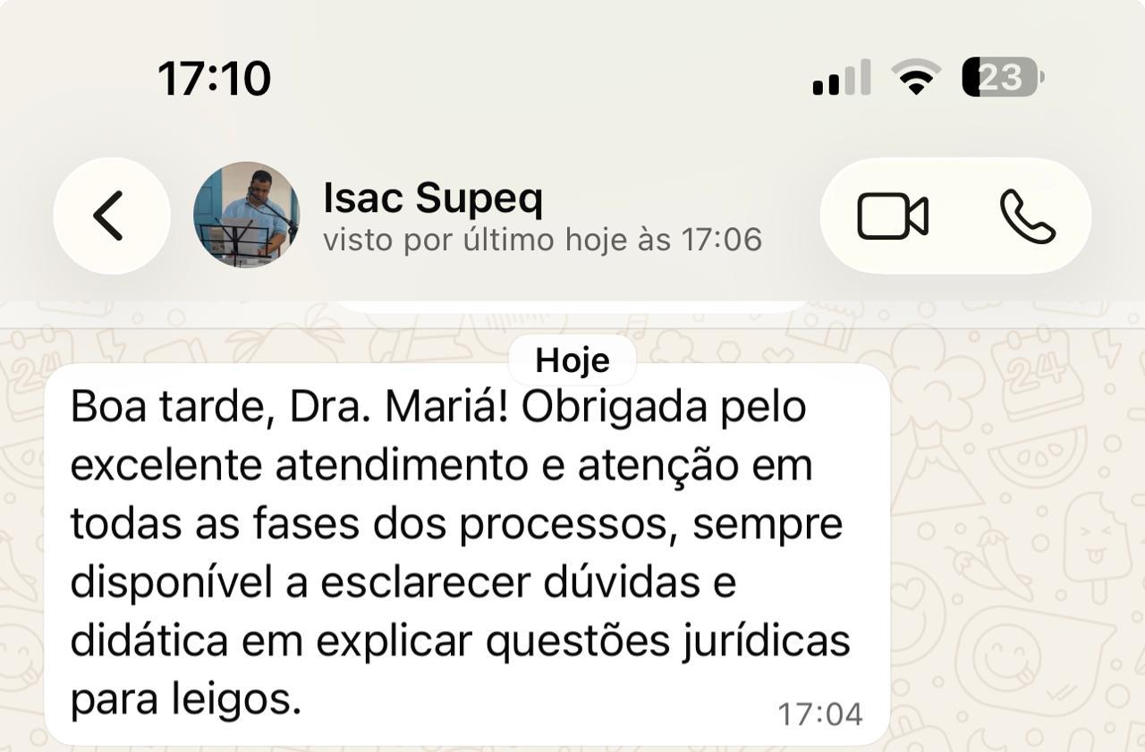 Feedback de cliente recebido via WhatsApp — Depoimento 01