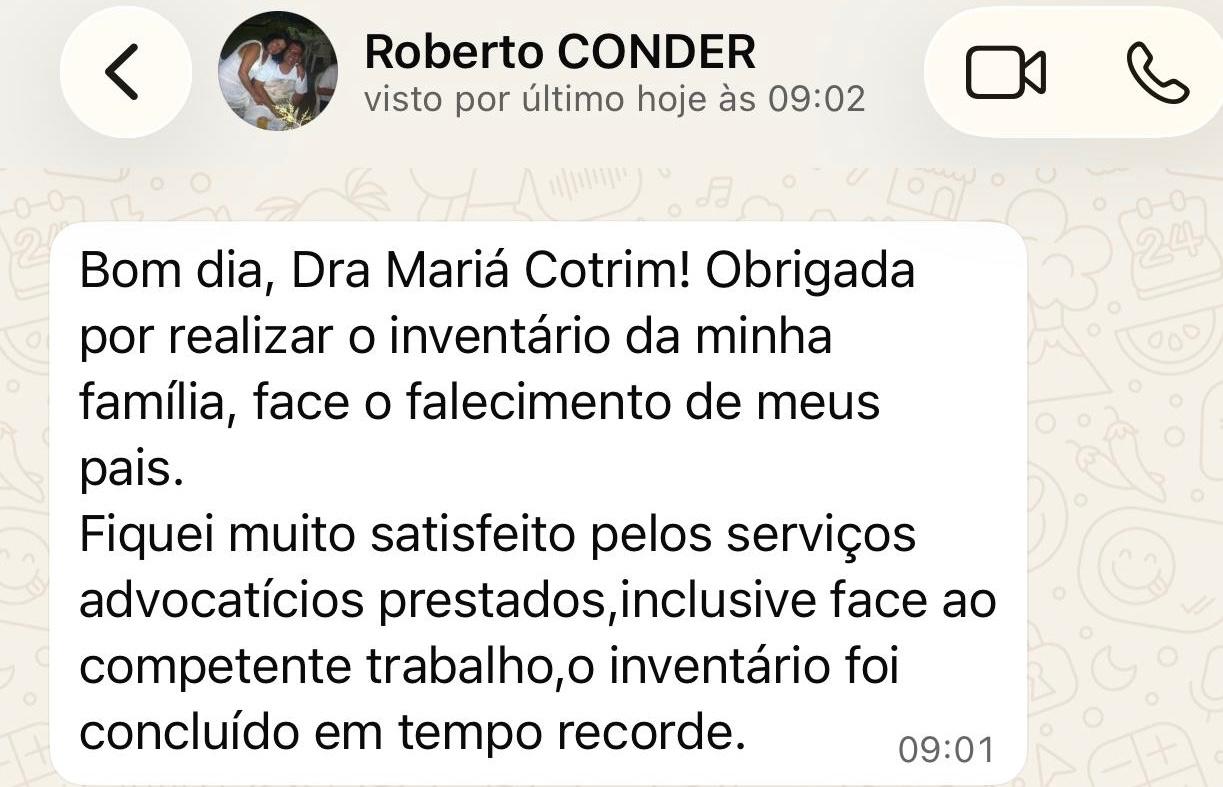 Feedback de cliente recebido via WhatsApp — Depoimento 02
